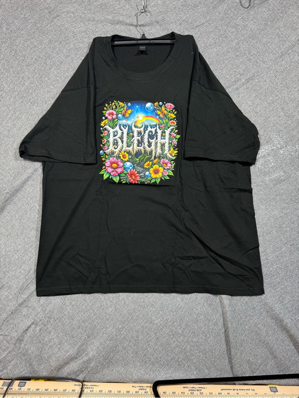 SHEIN Black Short-Sleeve Tee with Colorful Floral Graphic